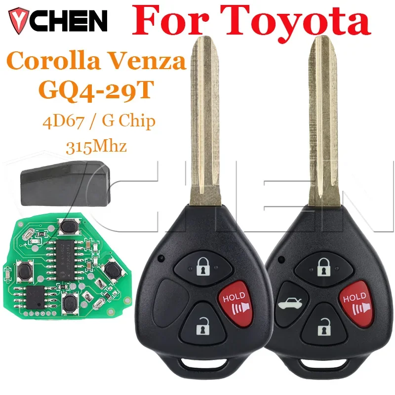 Remote Auto Car Key Fob GQ4-29T For Toyota Corolla Venza 2010 2011 2012 2013 2014 2015 315Mhz Transponder 314Mhz 4D 67 G Chip