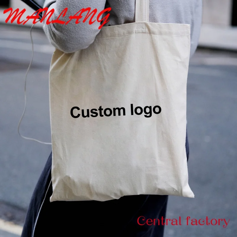 Custom  Custom Logo Size Printed Eco Friendly Recycled Reusable Plain Bulk Large Cotton Canvas Grocery Shopping Tote Bag