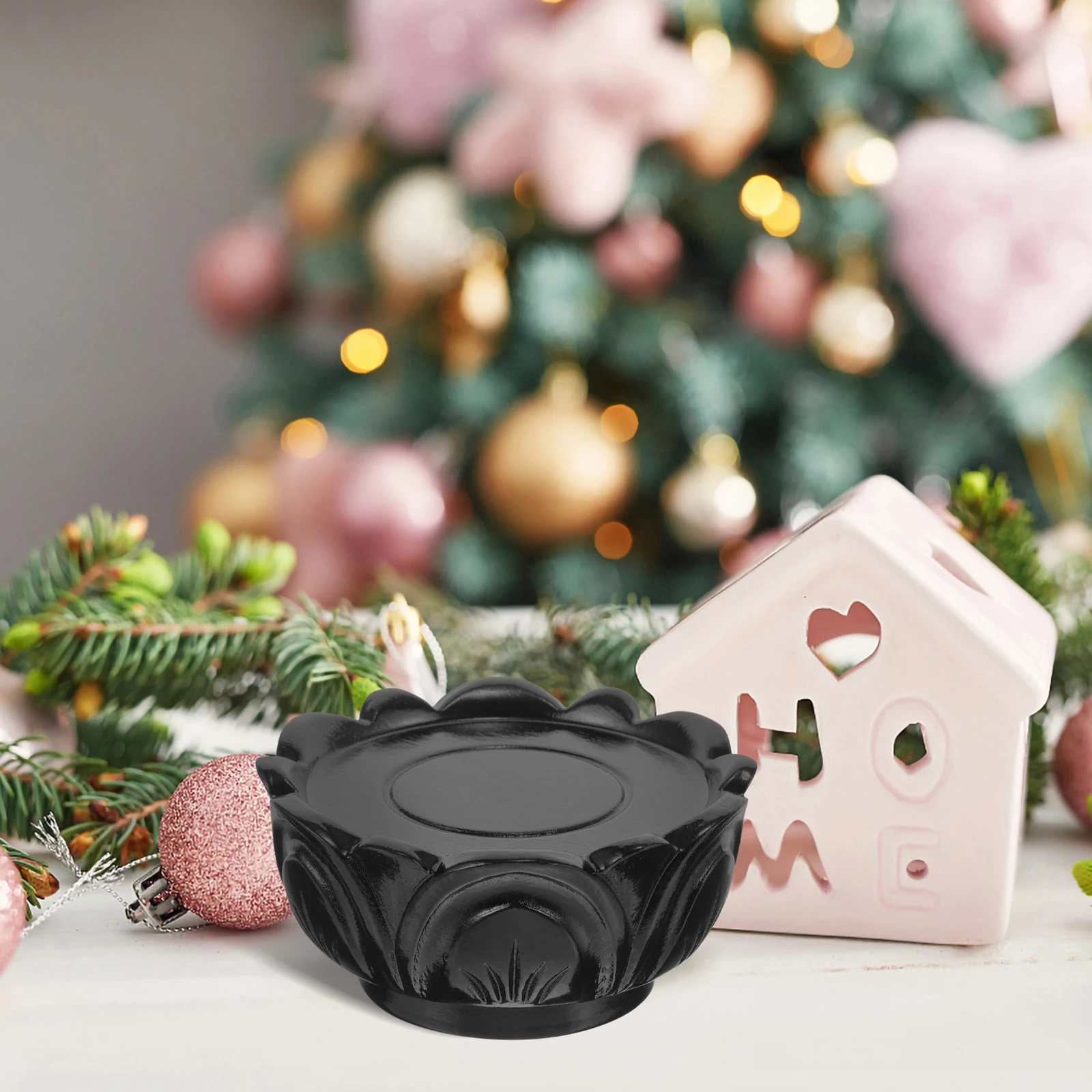 

Lotus Base Living Room Decor Small Wood Stand Decorative Riser Pedestal for Decoration Household