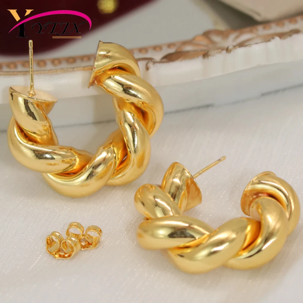 

YTJX Double Strand Woven Twists Earrings Punk Goth C Shape Drop Earrings For Women Hight Quality Party Jewelry Gifts 2026 Trendy