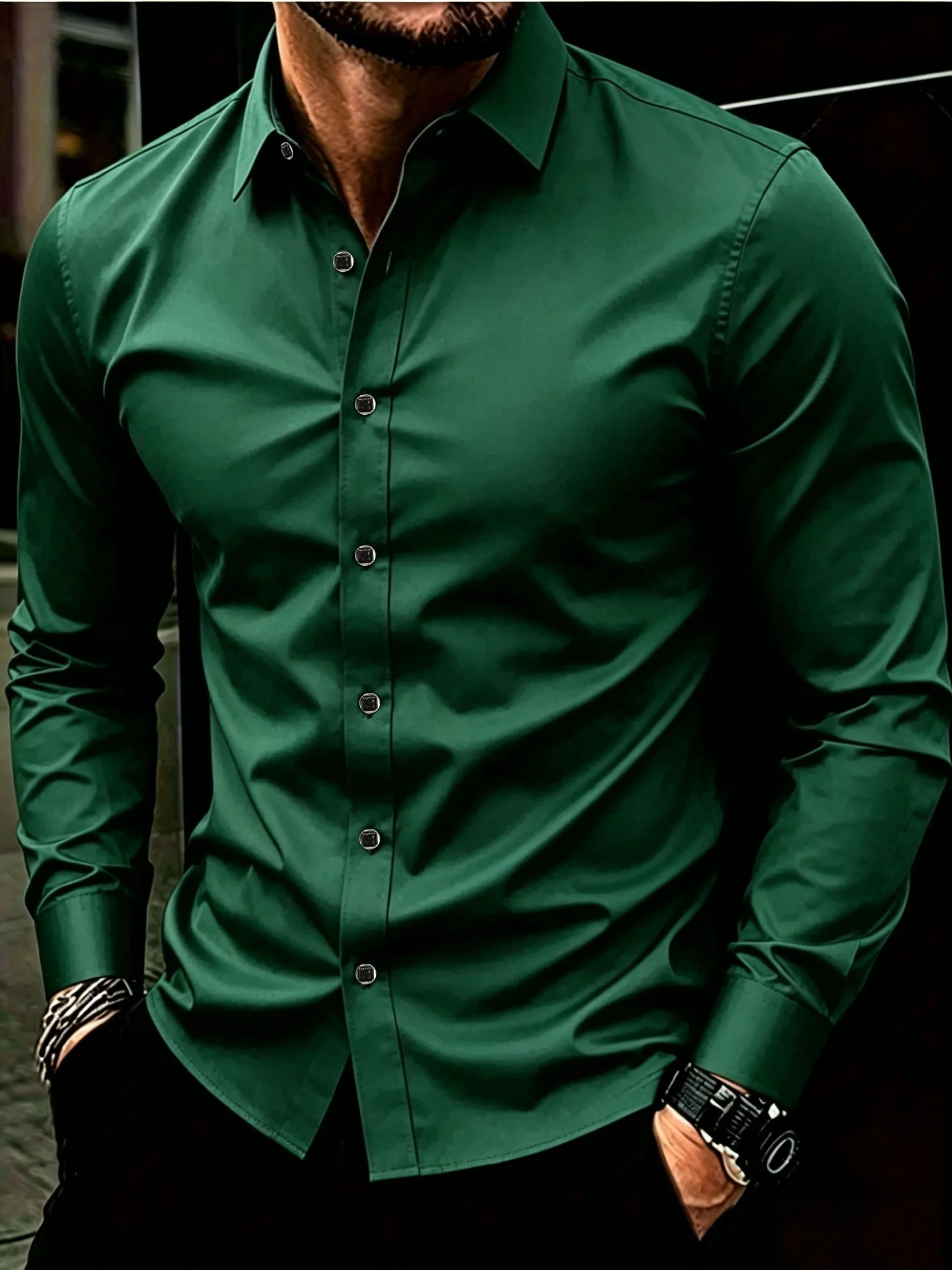 Men's Fashionable Long-sleeved Shirt, Casual Sports Design, 95% Polyester Fiber, Perfect Golf Casual Wear for Spring and Aut
