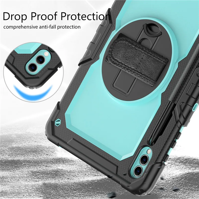 Shockproof Kids Stand Cover for S9 Plus 12.4 11 inch Case 2023 SM-X710 X716B X810 X816B Handle Shoulder Strap Cases+PET Screen