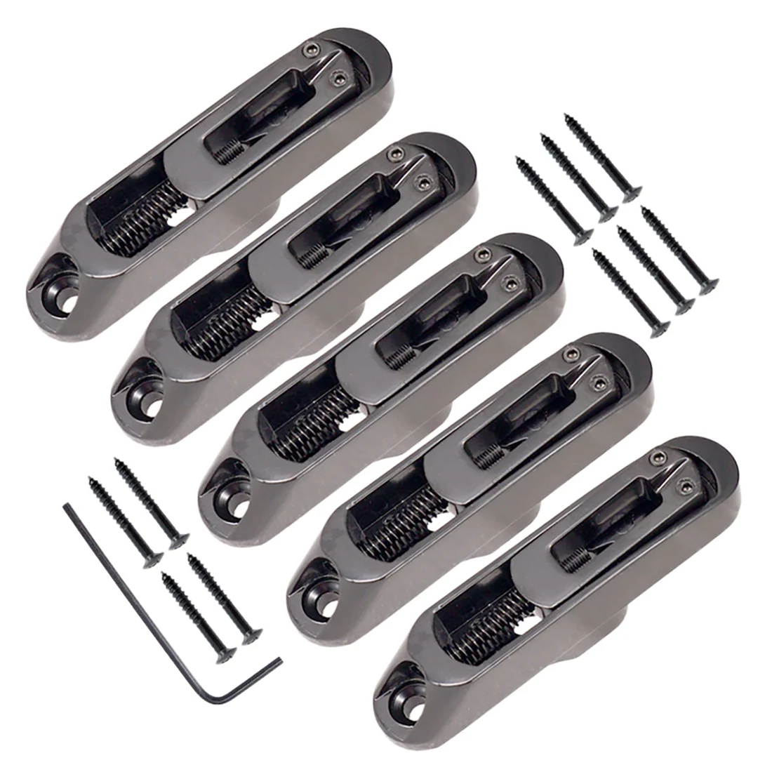 Guitar Bridge Sadlles Single Individual Bridge Saddles Tailpiece Set for 5 String Electric Guitar Bass Parts,Black