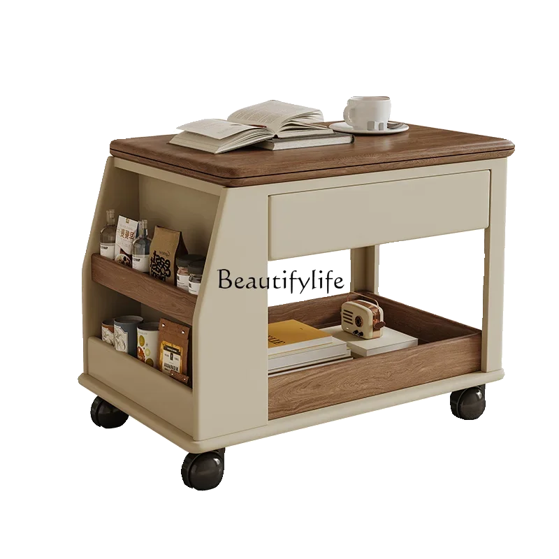 

yj9 Medieval style movable coffee table multi-functional trolley retro folding coffee table