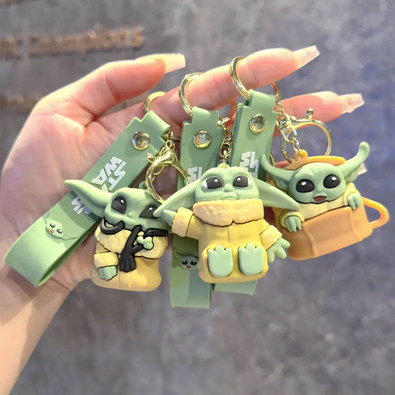 LLavero de Yoda de bebé de dibujos animados de Anime, figura mandaloriana, modelo maestro Yoda, llaveros de PVC, regalo para niños