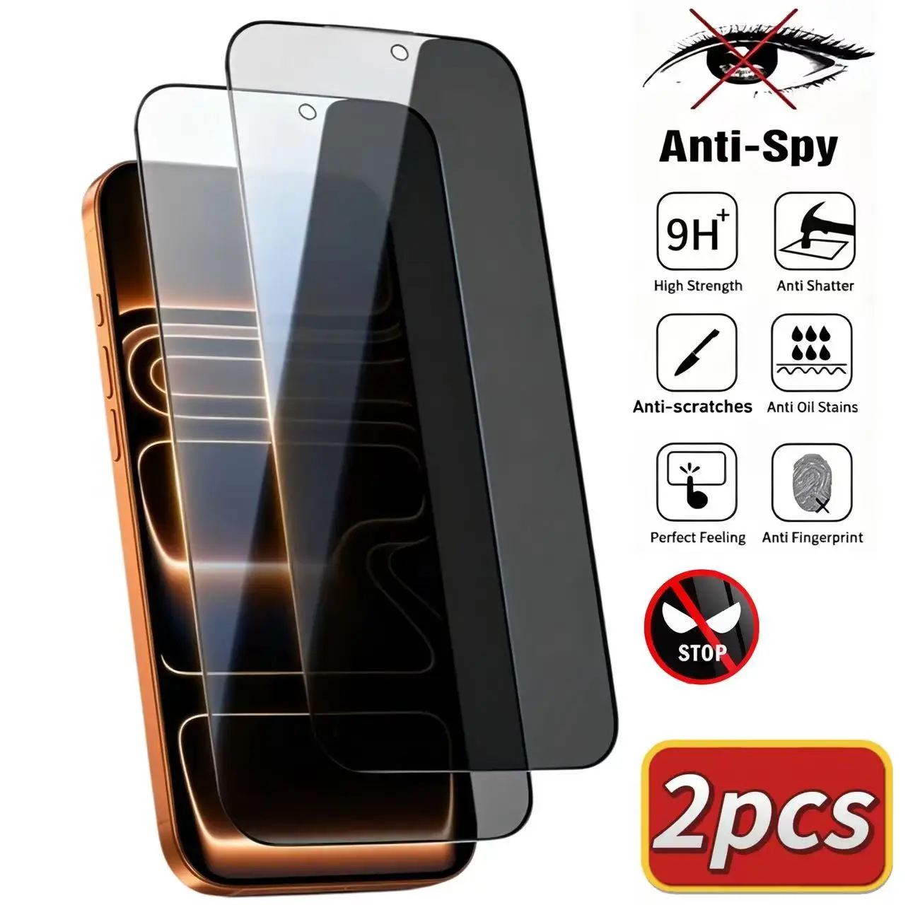 2er-Pack Blickschutz-Displayschutzfolien aus gehärtetem Glas für iPhone 17 Pro Max/17 Pro/17/16 Pro/16/15 Pro Max/15/14/13 Pro/13/12/Plus Serie, Blickschutz-Schutzfolie, 9H Blickschutz-Hartglasfolie,