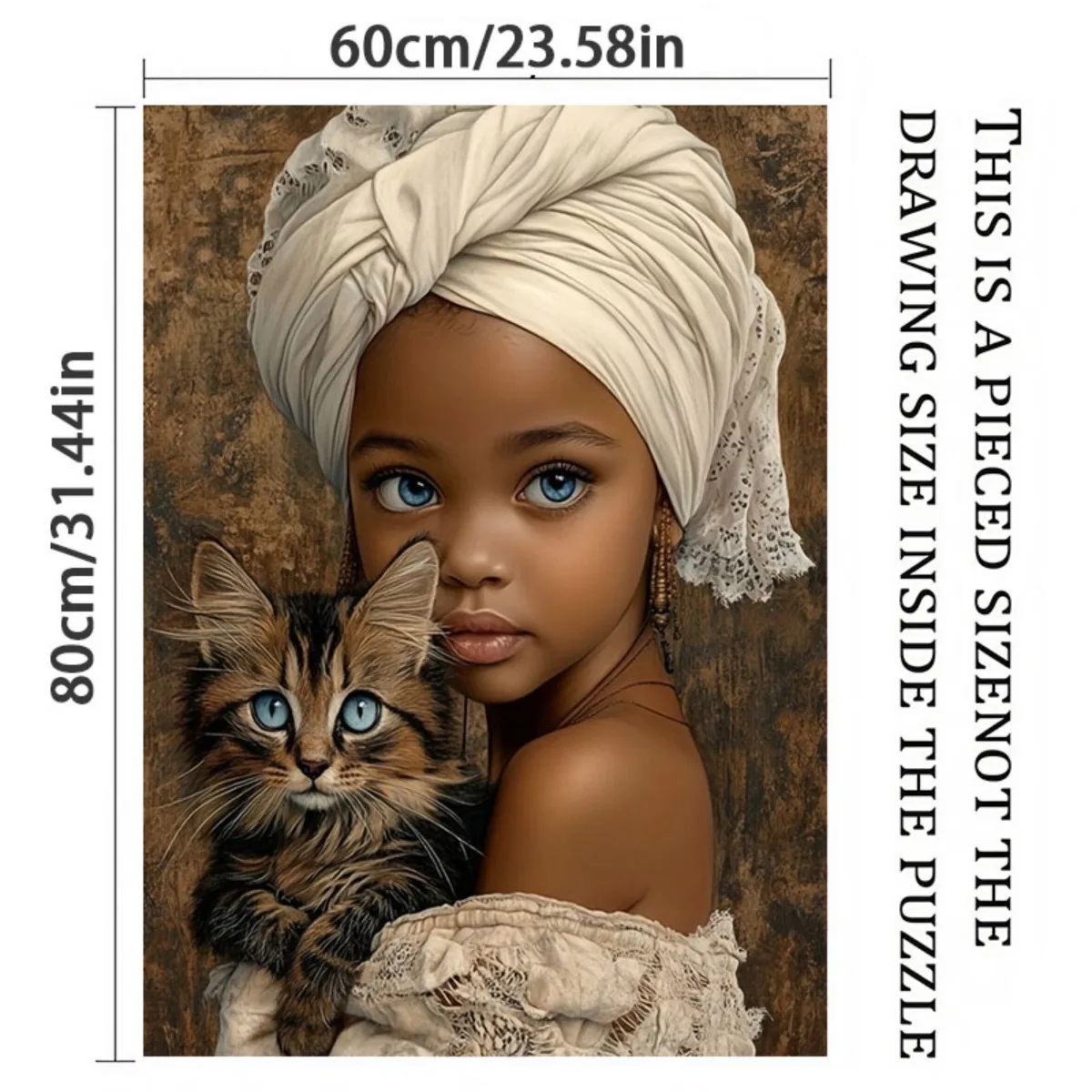 女の子と青い目の猫のアート ジグソーパズル 大人向け 心温まるテーマ 知的ゲーム ホームレジャー 装飾パズルおもちゃ