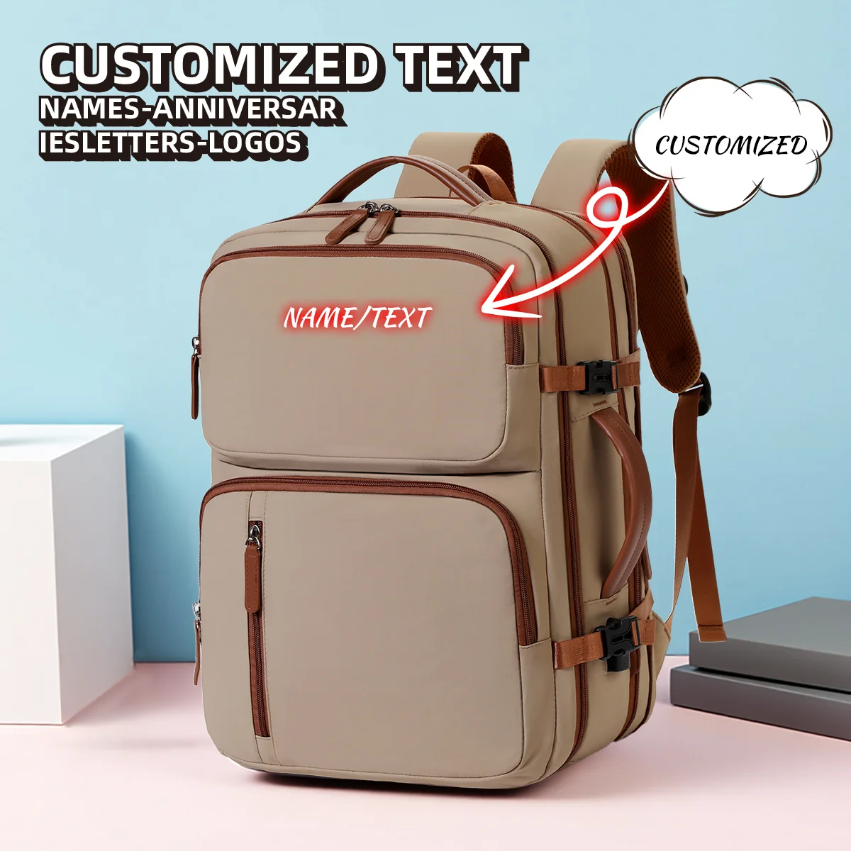 

Loog Custom-Made Business Backpack for Men and Women, Travel Cabin Bag,Decompression and Expansion Outdoor Backpack,Supports DIY