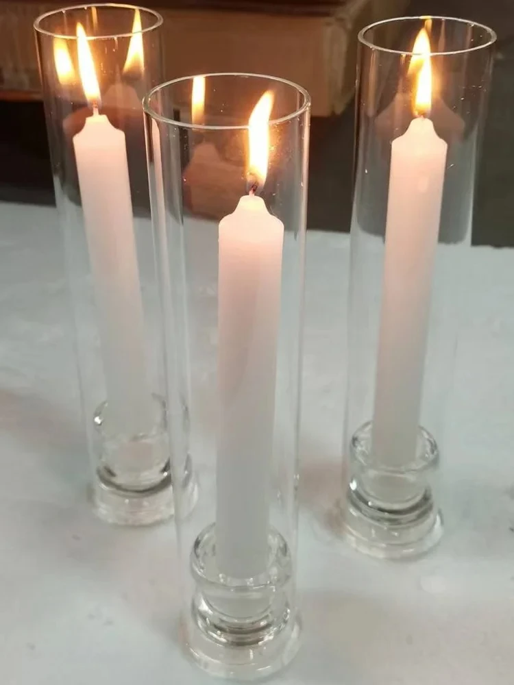 Transparenter Kerzenhalter, Sturmglas-Kerzenhalter, verwendet zur Dekoration der Tischmitte, Hochzeit – Detail 7