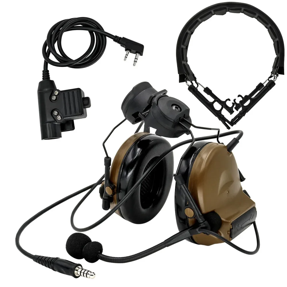 

COMTAC II Radio Headset Tactical Comtac Helmet Mount ARC Rail with Comtac New Headband and Tactical U94 Ptt for Airsoft Sports