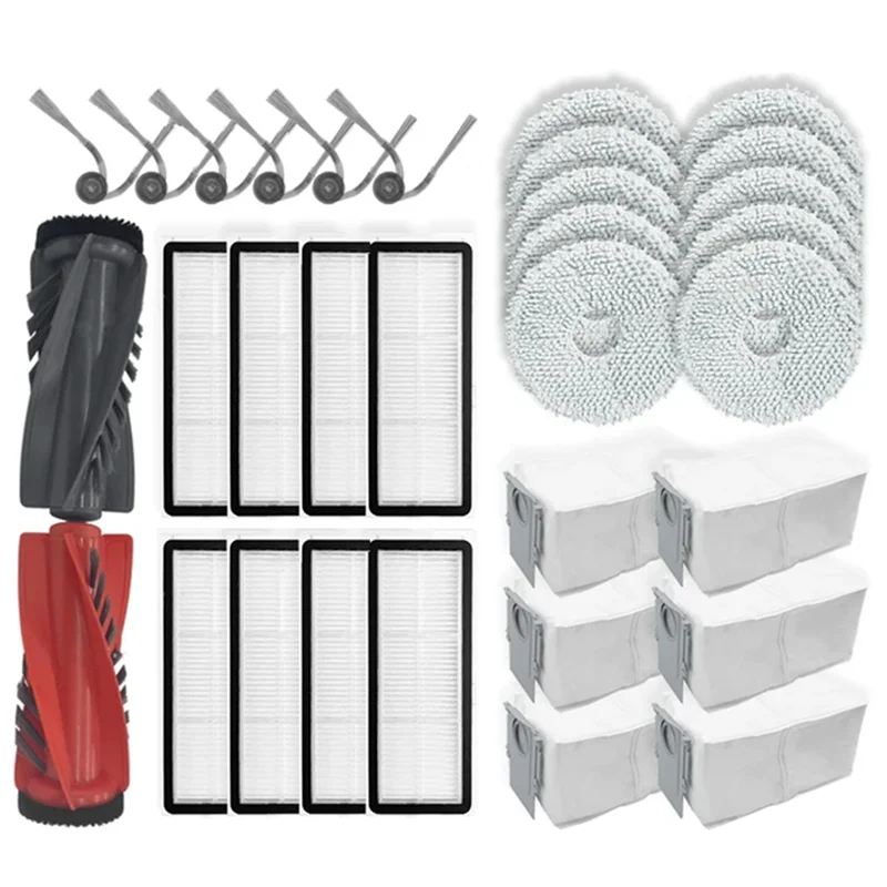 ABUD-untuk Roborock Qrevo Curv / P20 Pro Bagian Vakum Rol Utama Sikat Samping Filter Hepa Aksesori Tas Debu Kain Pel