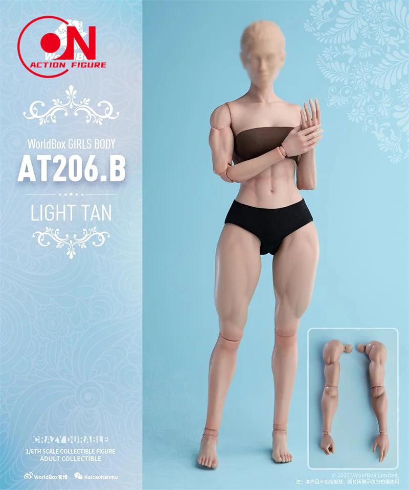 W magazynie Worldbox AT206 1/6 Female Muscle Joint Body Pale/Light Tan Soldier Action Figure Doll z grubą nogą i wymiennymi ramionami