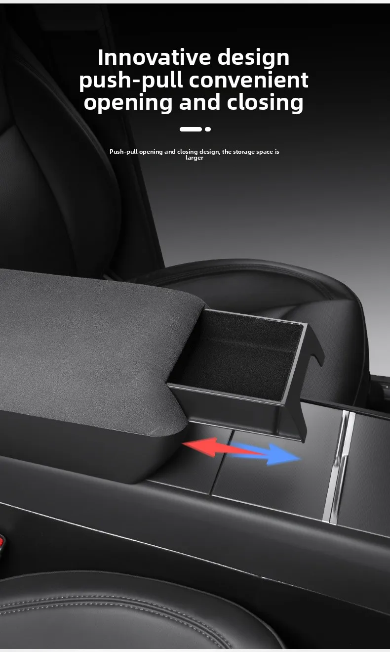 Luxuriöse 3-in-1 Armlehnenbox-Abdeckung Organizer Weiche PU-Leder Höhenpolsterung für Tesla Model Y Model 3 Juniper Highland Mittelkonsole – Detail 10