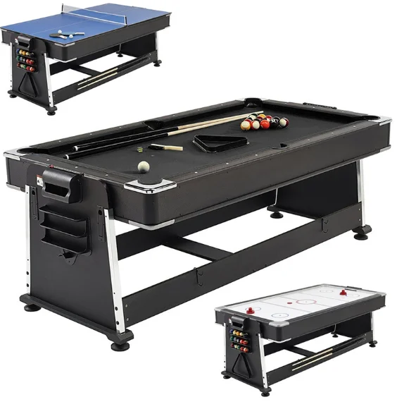 Multi-function table, flip table, pool table/air ball, pool table 4in1