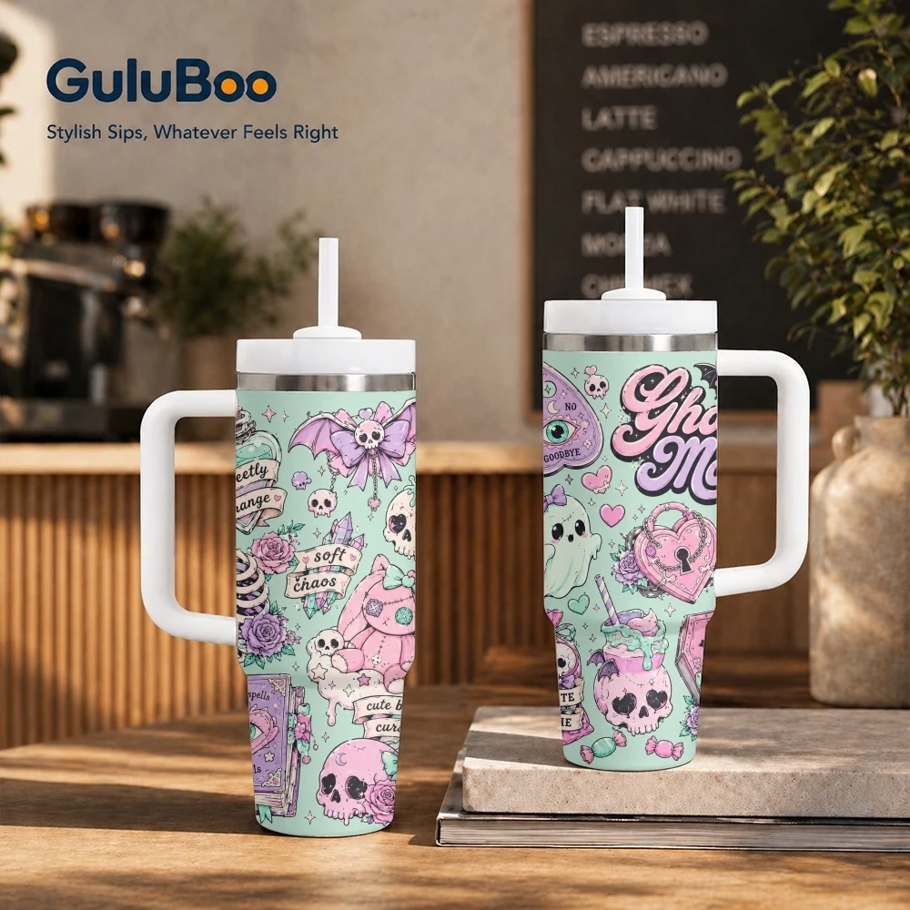 Spooky Babe Pastel Goth Halloween Vacuum Flasks 40oz Stainless Steel Insulated Tumbler With Handle & Straw Leakproof Travel Mug