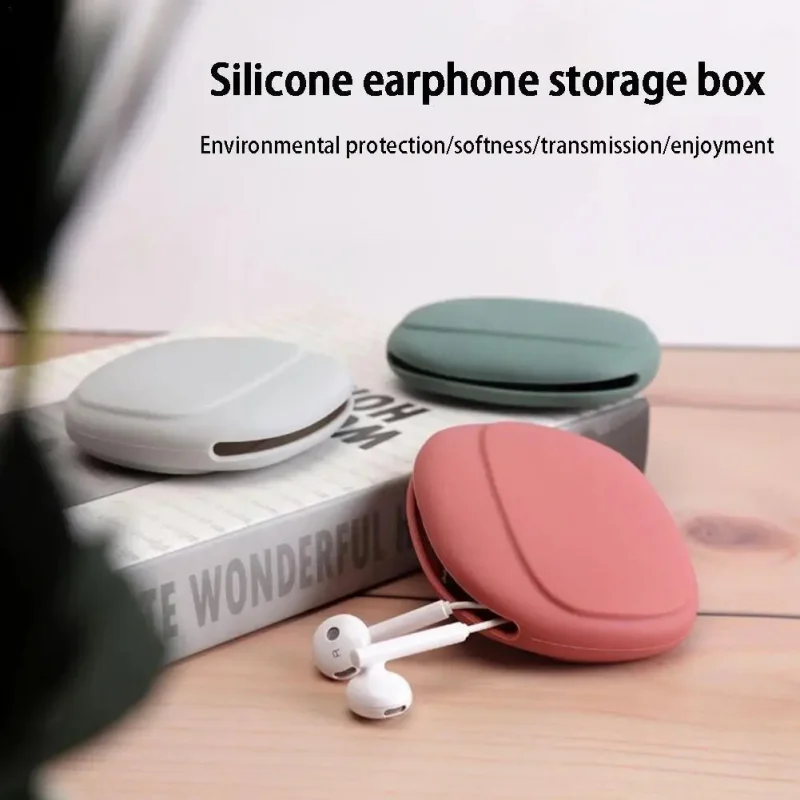 Portable Headphone Data Cable Storage Box Simple Mobile Organizing Cute Phone Bag Cable Silicone Bag Storage Data Box