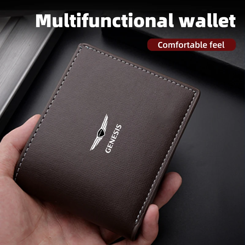 Car Logo Men Business Wallet Coin Purse Bank Card ID Card Case For Hyundai Genesis Coupe Logo G70 G80 G90 GV60 GV70 GV80 EV BH 