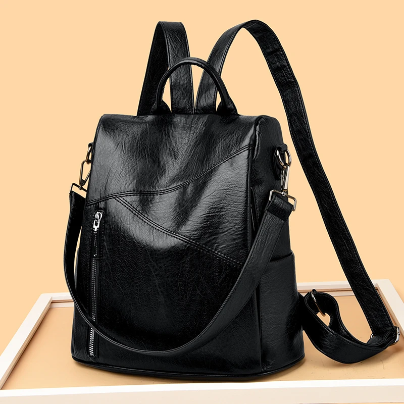 Women Large Capacity Backpack High Quality Leather Female Vintage School Bag Simplicity Leisure Ladies Travel Bagpack