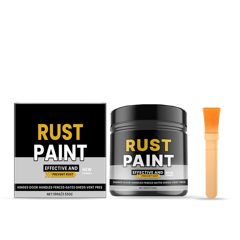 100g Grey Rust Paint - Waterproof & Weatherproof Metal Paint with Brush for Indoor/Outdoor Use, Quick-Drying Formula