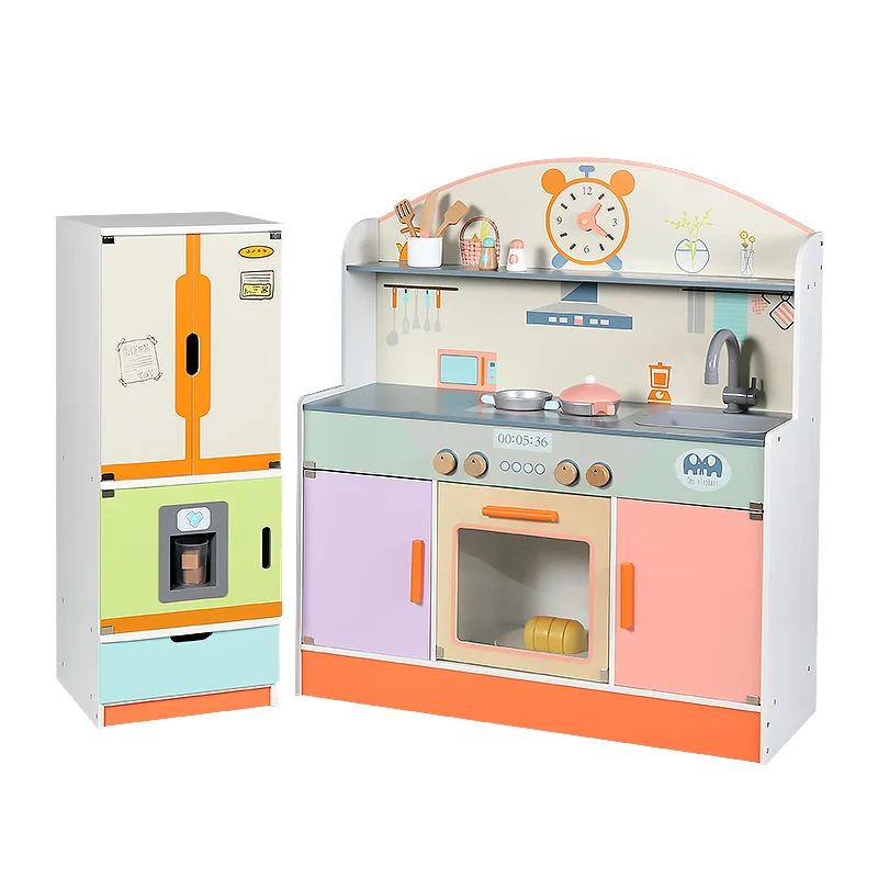 Wooden Kitchen Toys for Children Best Giant Supermarket Trolley Food & Cooking Set Safe Play for Kids