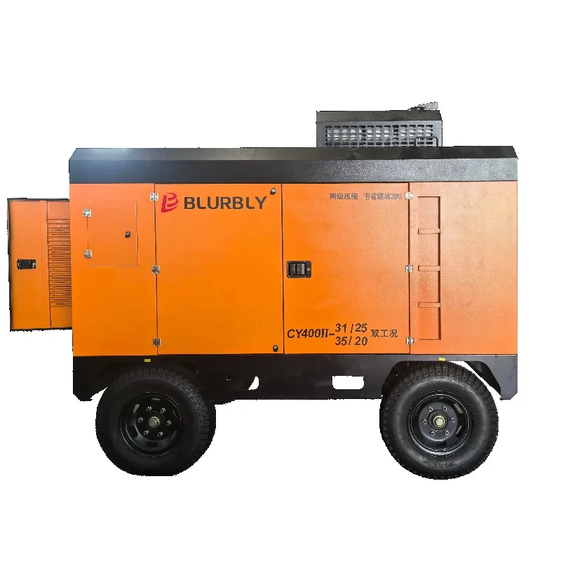

31 м3, 1100 куб. футов/мин, 25 бар, 1100 гвинтов Cfm, портативный дизельный воздушный компрессор высокого давления для копания водяных скважин, 20–35 бар