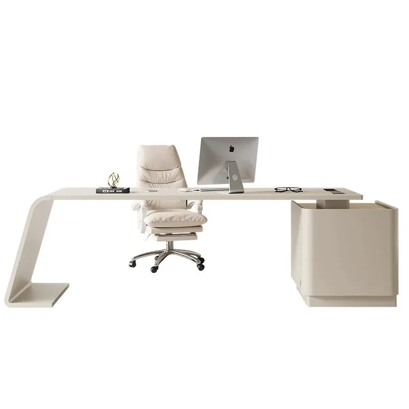 

French style, cream style, desk, high-end design sense, light luxury, office computer desk, modern study, boss