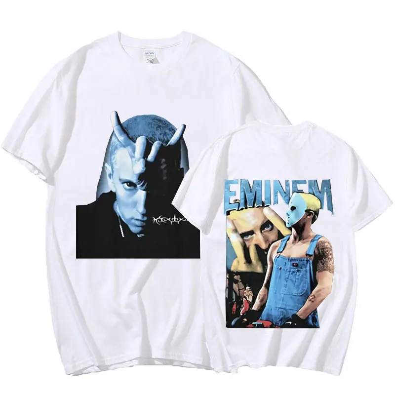 Hip Hop Rapper Eminem Slim Shady T-shirts Vintage High Street T Shirt Men Women Harajuku Tee Shirt Oversized Streetwear Unisex