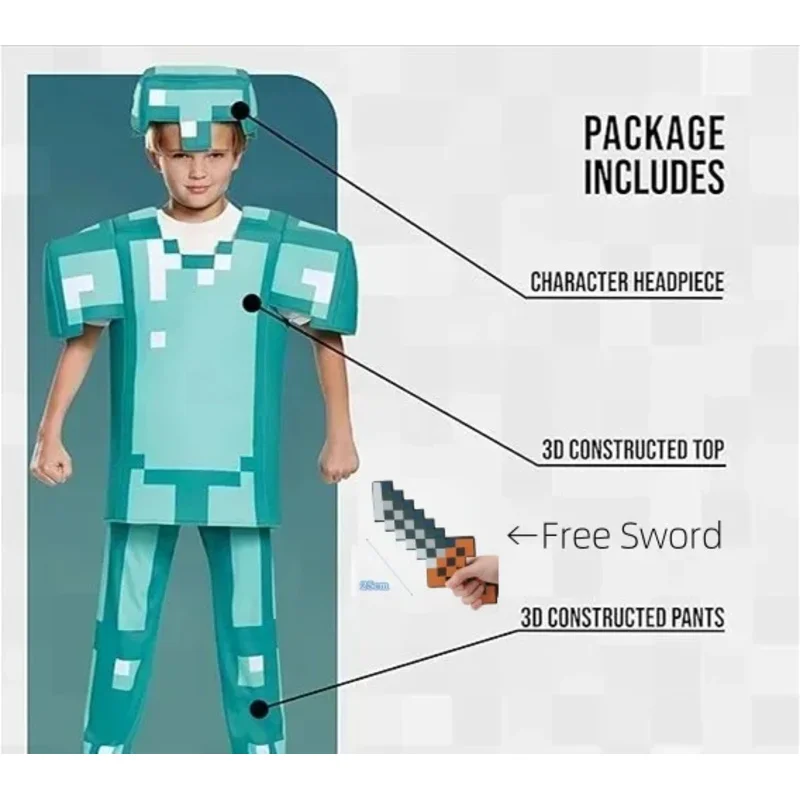 أزياء أطفال جديدة من sisi 2233 مجموعات صناعة My World Minecraftinglies مع ألعاب تنكرية من سلسلة درع الماس للهالوين السيف