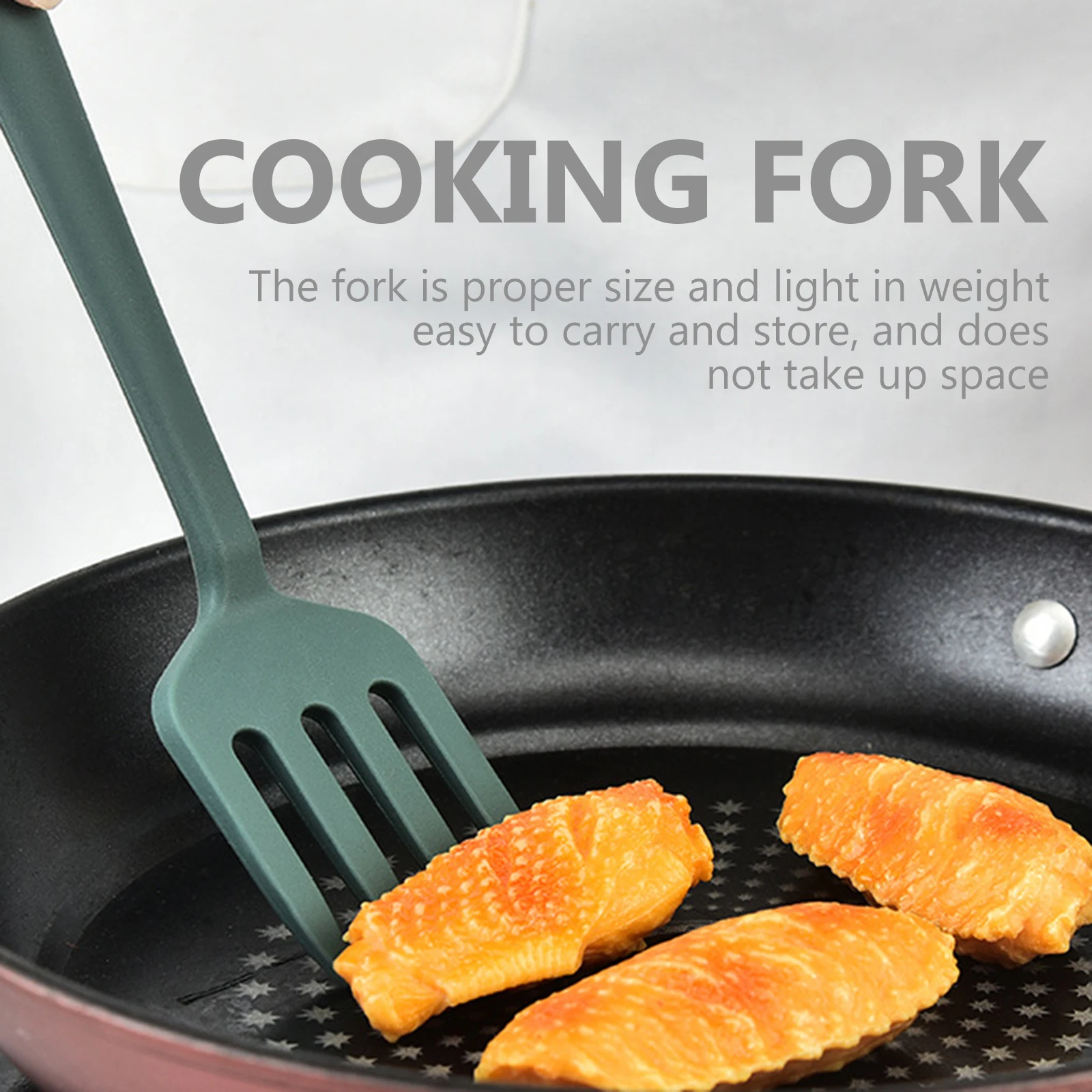

Silicone Pasta Fork Reusable Cooking Utensils Ergonomic H Spaghetti Kitchen Tool Green Medium Size Non Scratch