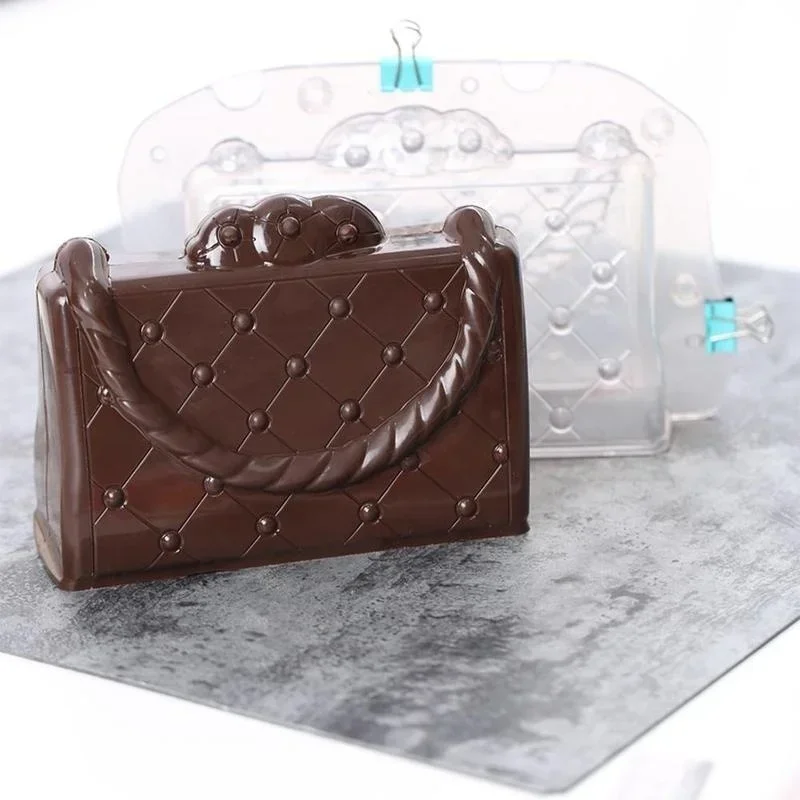 3D Bag Shape Cake Mold DIY Handmade Lady Bag Chocolate Making Mold Magnetic Plastic Polycarbonate Cake Decorating Baking Tools