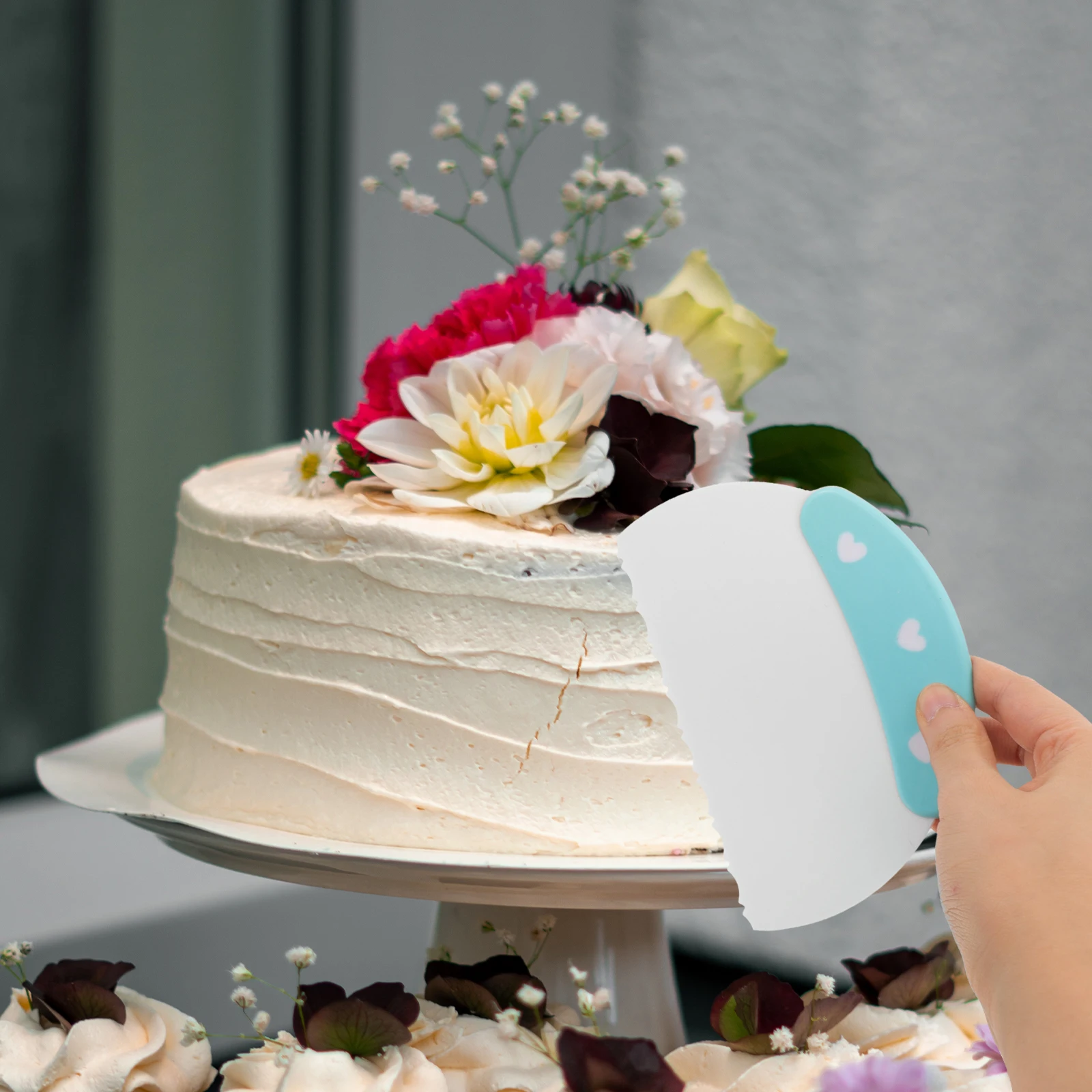 2Pcs Plastic Spatula Cake Pastry Scraper Bench Kitchen Food Tool Scale for Baking Cream Fondant Modeling