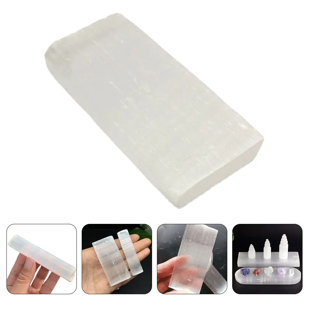 

Polished Selenite Crystal Slab Transparent Moroccan Mineral Plate Decorative Crystal Tray Home Decor Spiritual Focal Point