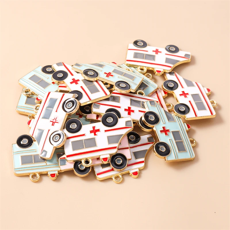 20 Stück 30 x 22 mm niedliche Emaille-Anhänger für medizinische Krankenwagen, für die Herstellung von Halsketten, Ohrringen, Armbändern, DIY-Handwerk, Schmuckzubehör – Detail 10