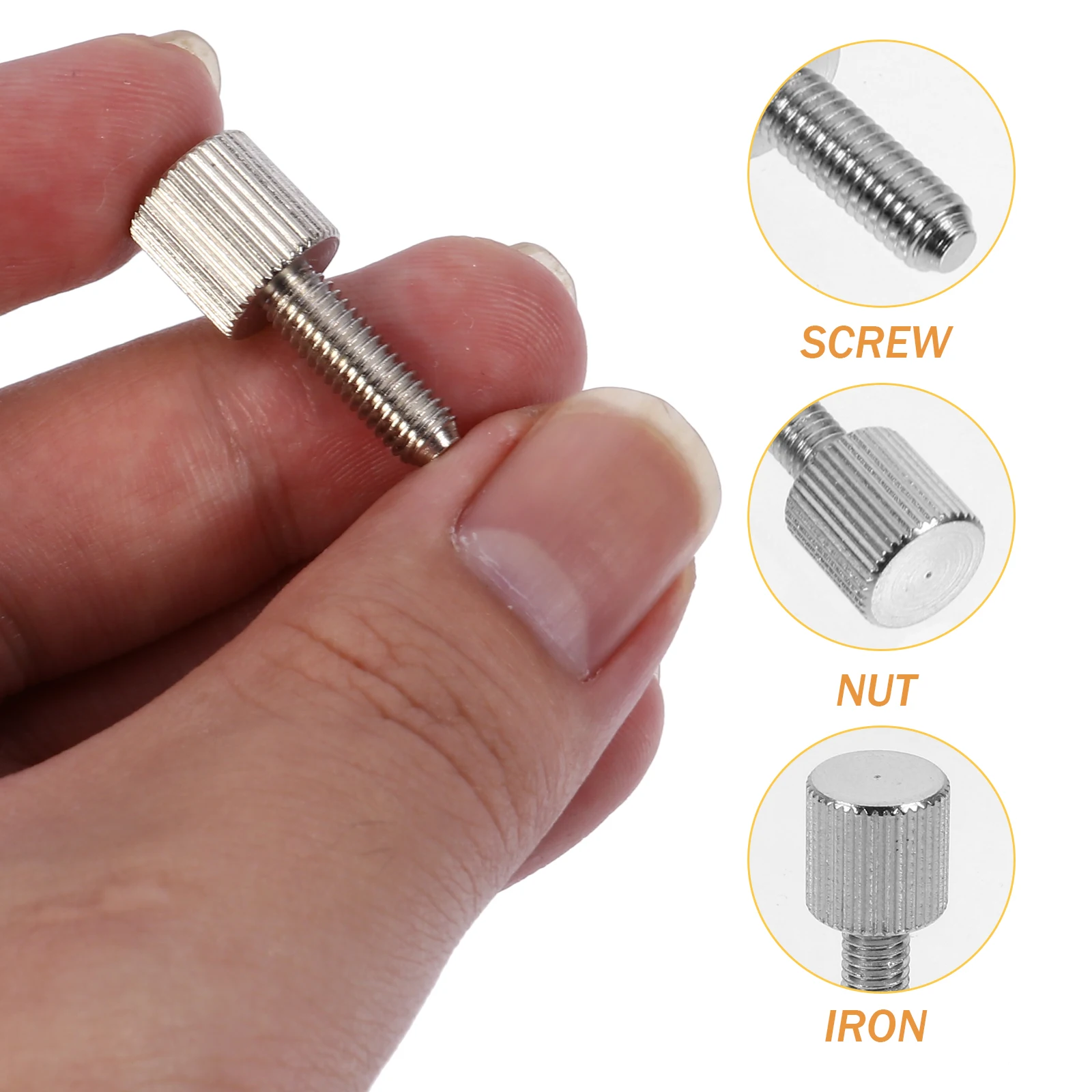 

Knurled Thumb Screws Nickel-plated Iron Computer Case Screws Silver Outdoor Practical Screw Durable Easy Installation