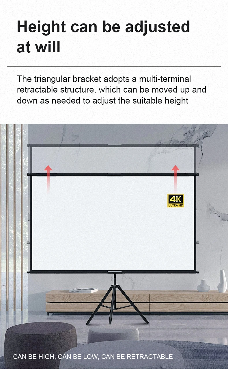 LEJIADA Neue Einzelhalterung Wandmontage 2-in-1 Projektorleinwand Outdoor Heim Tragbar Faltbar Bohrfrei 60/84/100/120 Zoll – Detail 3