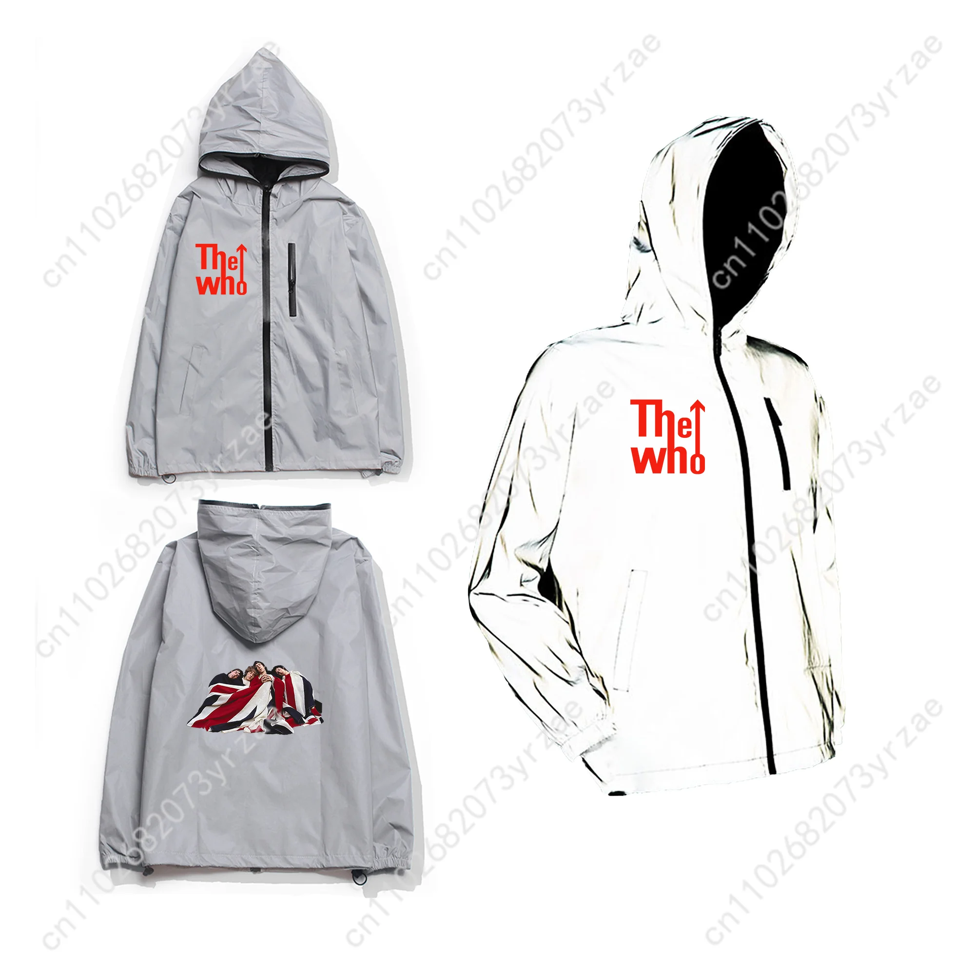 The Who Reflective Jacket Mens Womens Youth Coat Zipper Hooded Sweatshirt Cycling Hiking Personality Windbreaker Customize Tops