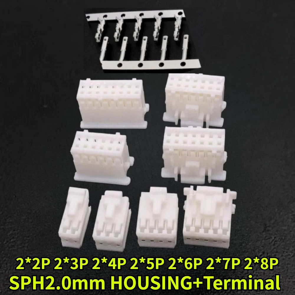 

SPH2.0mm Double Row Housing 2*2P/3P/4P/5P/6P/7P/8P Connector Car Plugin with Lock Buckle Housing Crimping Terminal PADP