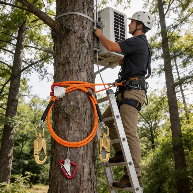 

Страховочный позиционный трос для арбористики и монтажа кондиционеров, 10 м, высокопрочный, регулируемый