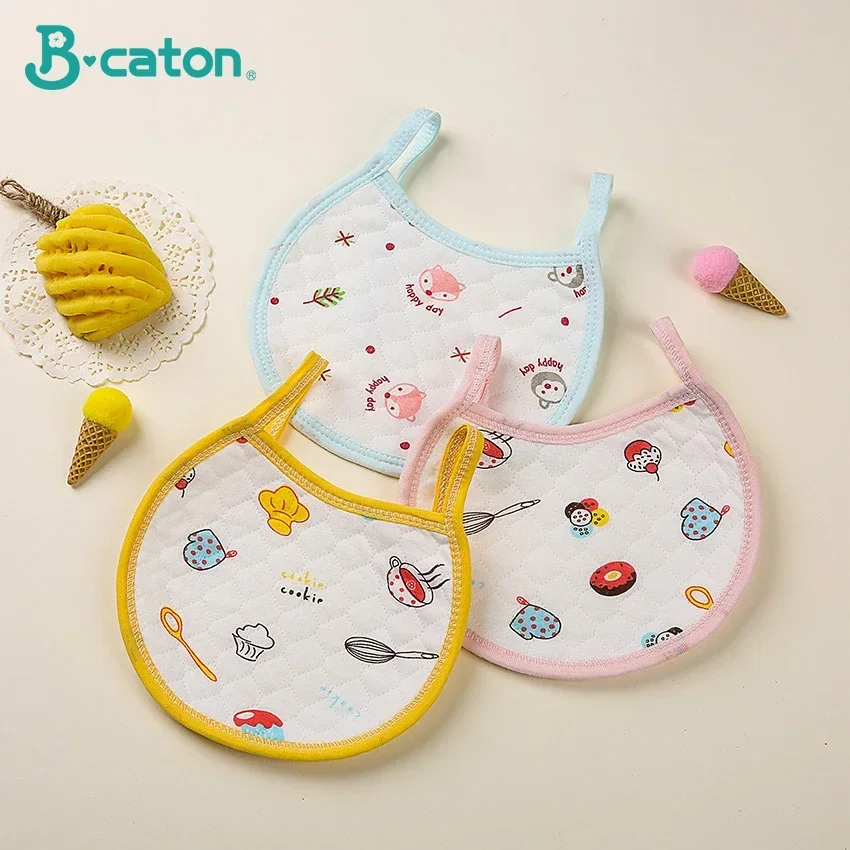 3pcs Baby Bibs Cotton 3D Thickening Water Absorption Waterproof Bibs Babys feeding Burp Cloths Cartoon Pattern Fit Baby Stuff