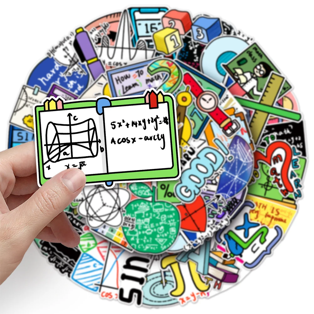 

10/30/50pcs Cartoon Mathematical Formula Stickers Funny Creative Graffiti Sticker Stationery Phone Luggage Car Decals Decoration