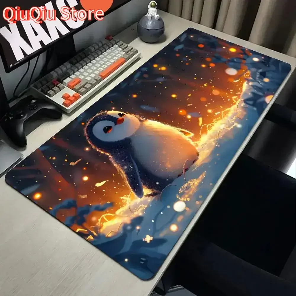 سجادة مكتب Little Kawaii Penguin، Magical Winter Wonderland Snow Land، لوحة مفاتيح كبيرة مقاس XL، حيوانات لطيفة، هدية مكتبية