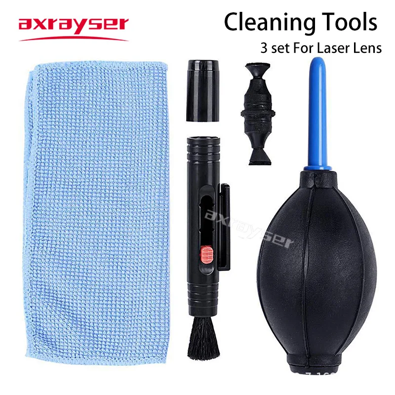 Laser Lens Cleaning Tools 3-Set Air Pump with Dust-Off Brush Cleaner Kit Hand-cranked Multi-function for Raytools Precitec Trump