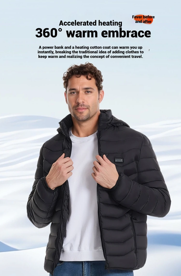 Windproof Electric Heating Jacket Winter Smart Warm Clothing Couple Constant Temperature Cotton Thermal Wear Heated Coat Unisex