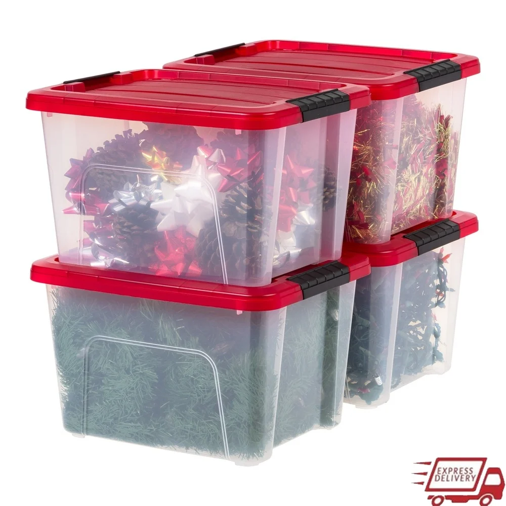 

20 Qt Plastic Storage Bins with Lids Stackable Totes 4 Pack Clear Durable Containers Easy Identification Organizing Solutions