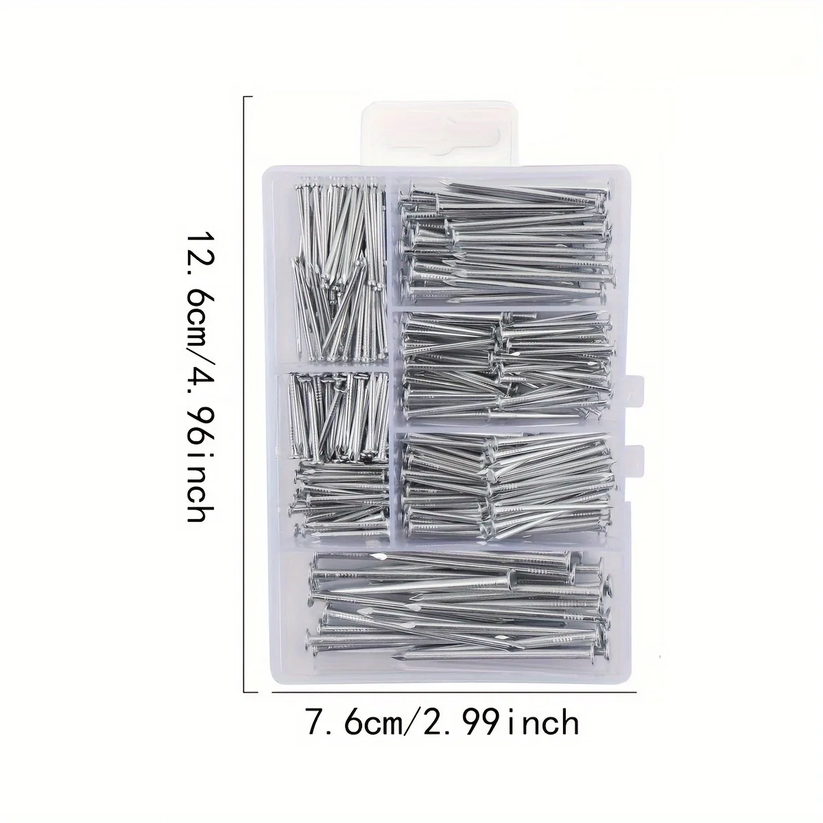 Kit de clous de quincaillerie assortis 140/280 pièces, clous pour accrocher des images en acier et en bois, clous muraux avec boîte de rangement, 6 tailles, finition lisse,