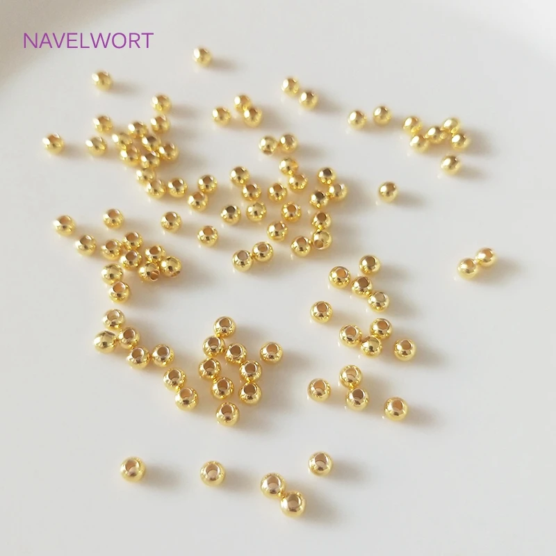 Schmuckherstellungszubehör, 2 mm–6 mm, 14 Karat/18 Karat echt vergoldet, runde Abstandsperlen, Zubehör, DIY-Perlen-Schmuckherstellung – Detail 27