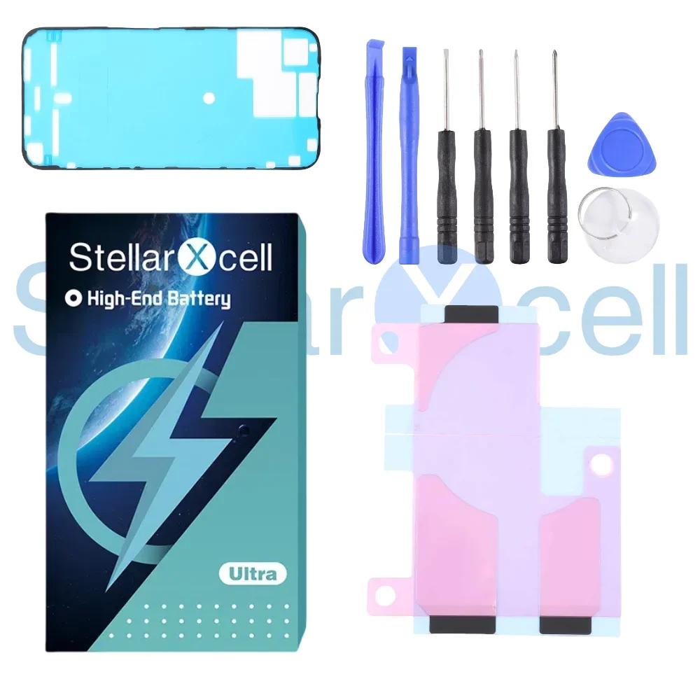 2 個の StellarXcell 超高容量バッテリー iphone 14 I4Pro 14ProMax オリジナル BMS フレックス 7037 TI 用