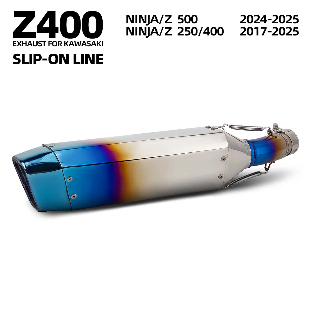 

For Kawasaki Ninja250 Ninja400 Ninja500 Z250 Z400 Z500 2017-2026 Motorcycle Exhaust Slip on Line Muffler Super Sport Street Bike