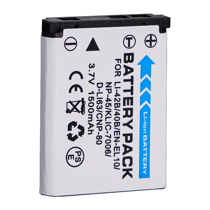 Fujifilm NP-45 KLIC-7006 D-LI63 D-LI108 NP-80 LI-42B 배터리 용 2PCS 3.7V 1500mAh 카메라 배터리