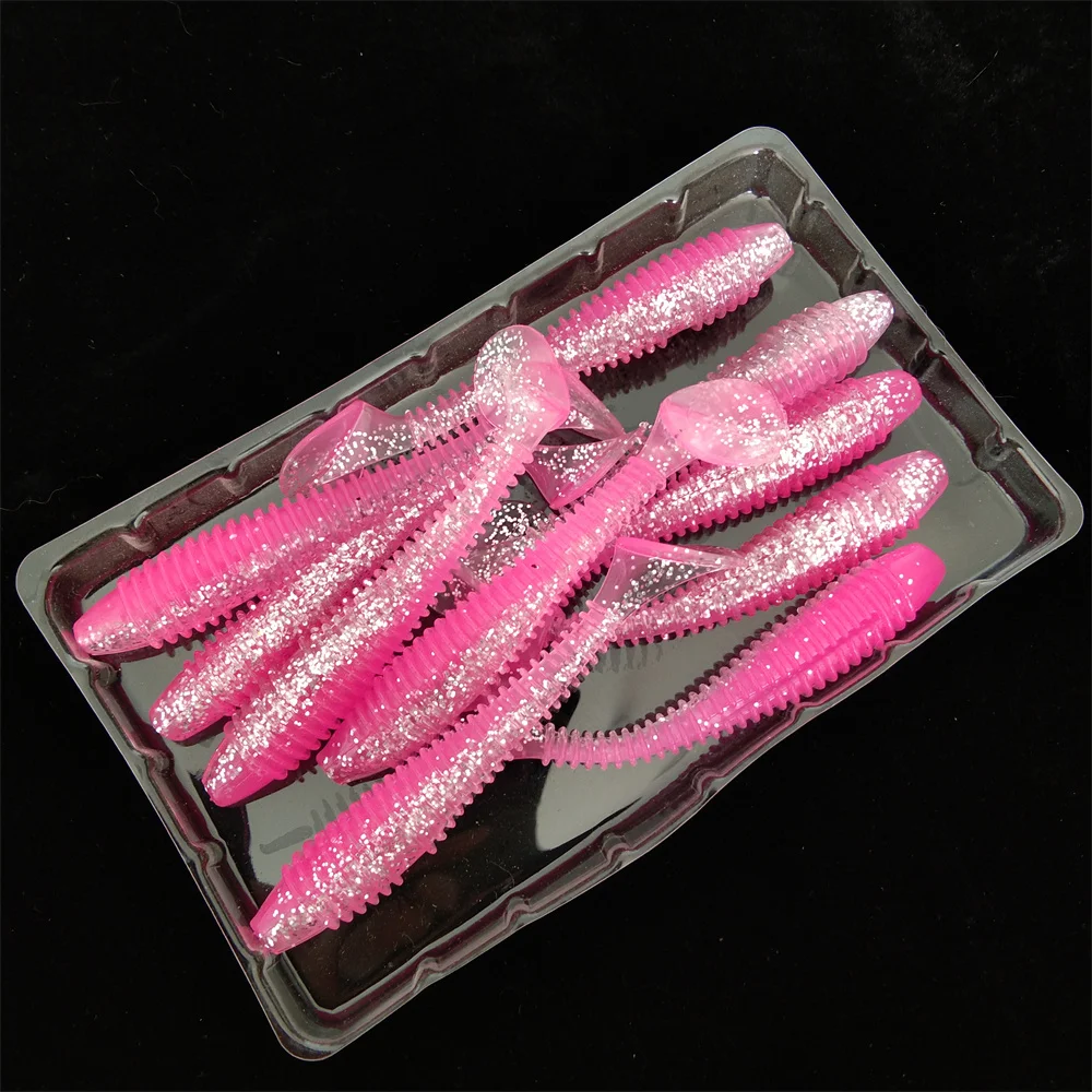 10pcs/Lot Soft Lures Silicone Bait 7.5cm Goods For Sea Fishing Swimbait Wobblers Artificial Fishing Tackle T-Tail